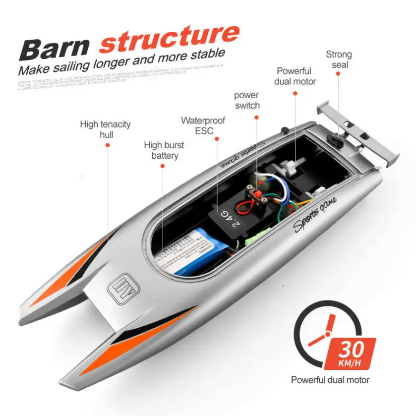 Lancha a Control Remoto - 320mm Catamarán Motor Dual - YILE TOYS 805 - Jugueteria del Sur