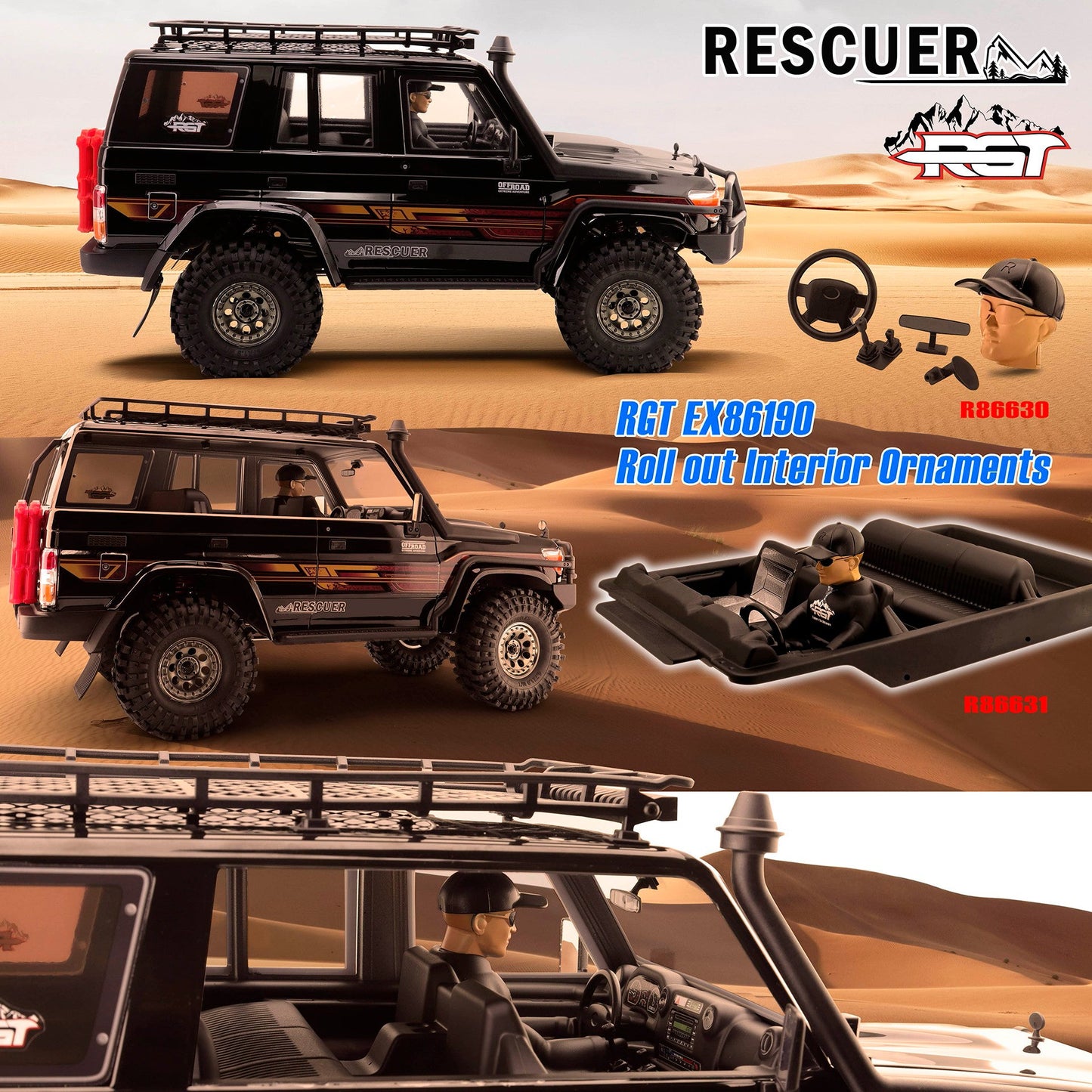 Auto a Control Remoto - 1/10 Rescuer LC76 Waterproof - RGT EX86190 Gris o Negro - Jugueteria del Sur