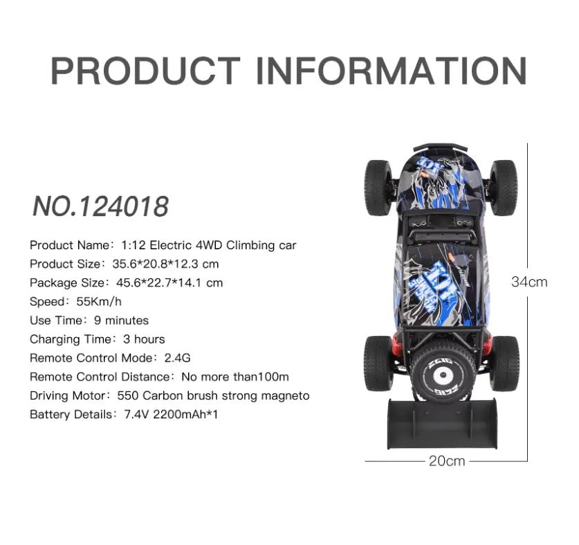 Auto a Control Remoto - 1/12 Buggy Habile - Wltoys 124018 Racing World - Jugueteria del Sur