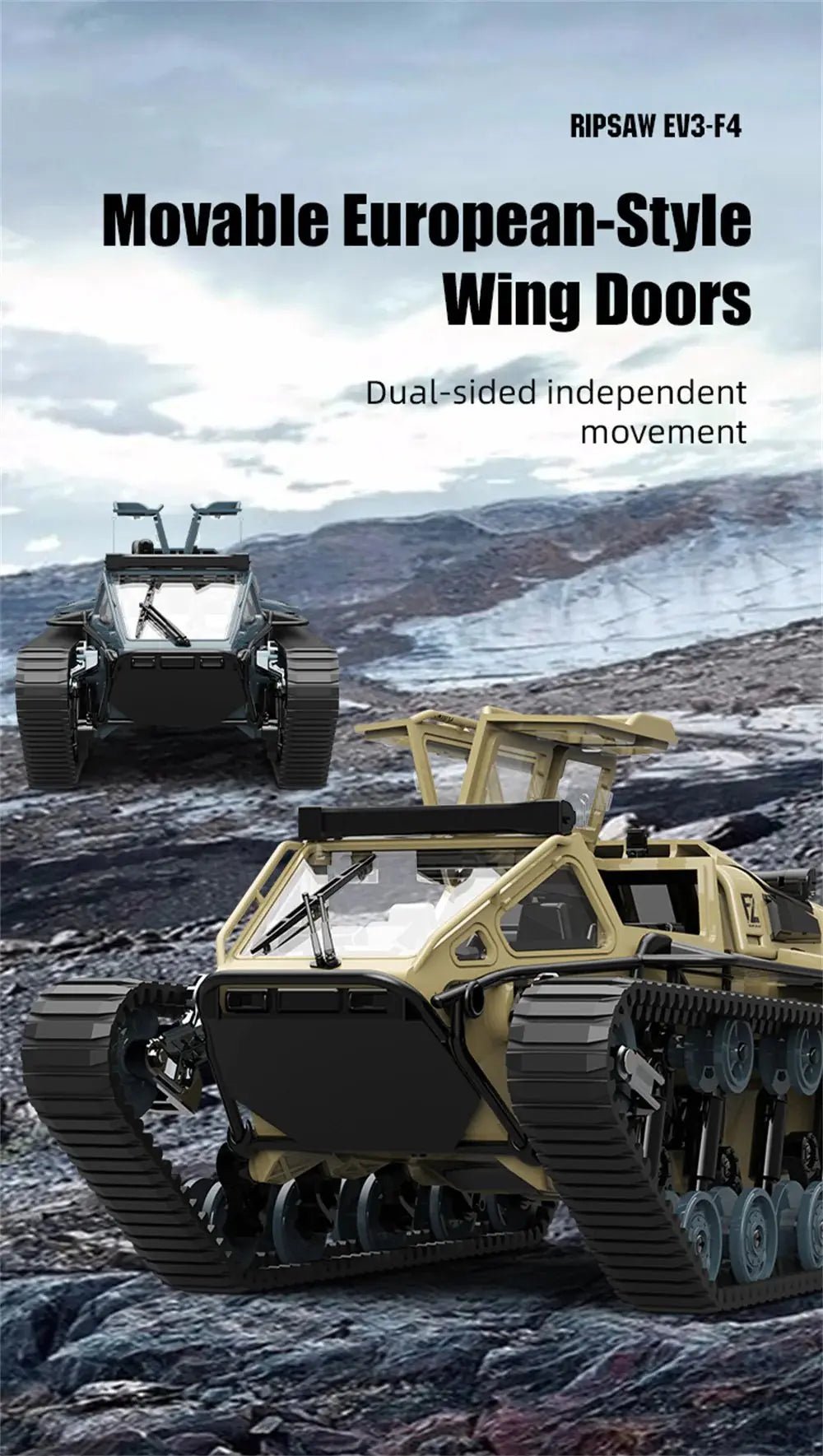 Auto a Control Remoto - 1/18 Tanque Anfibio Ripsaw - JJRC C8812 Negro o Cafe - Jugueteria del Sur