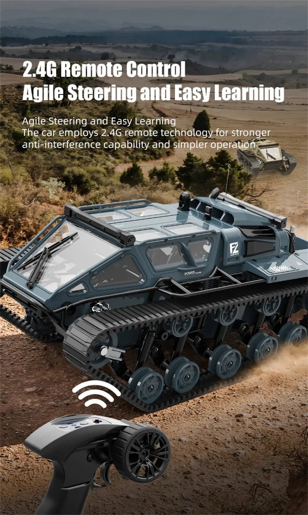 Auto a Control Remoto - 1/18 Tanque Anfibio Ripsaw - JJRC C8812 Negro o Cafe - Jugueteria del Sur