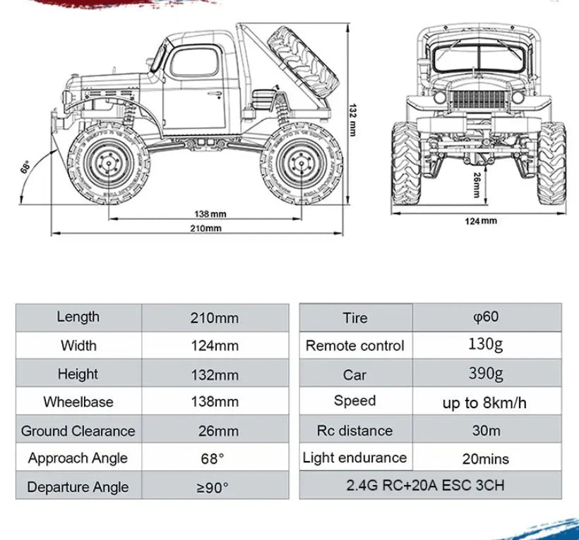 Auto a Control Remoto - 1/24 Power Wagon - FMS FCX24 Amarillo, Azul o Rojo - Jugueteria del Sur