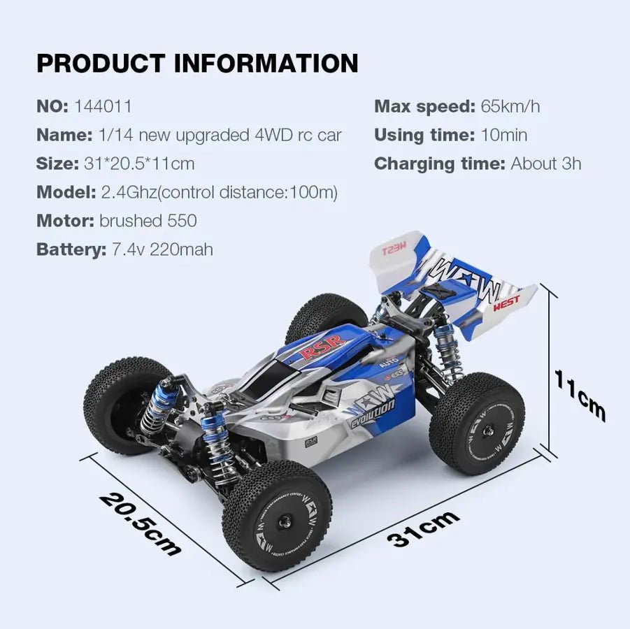 Auto a control remoto - Buggy a escala 1/14 - Wltoys 144011 - Jugueteria del Sur