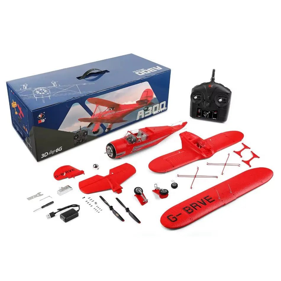 Avión a Control Remoto - 420mm Beechcraft D17 Staggerwing - Wltoys A300 Rojo - Jugueteria del Sur