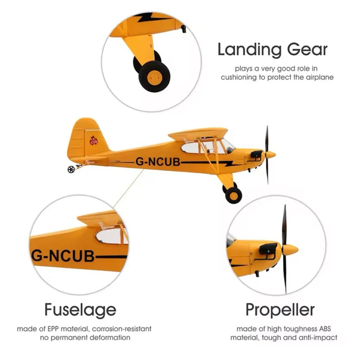 Avión a Control Remoto - 500mm Piper Skylark J3 Weily - Wltoys A160 - Jugueteria del Sur