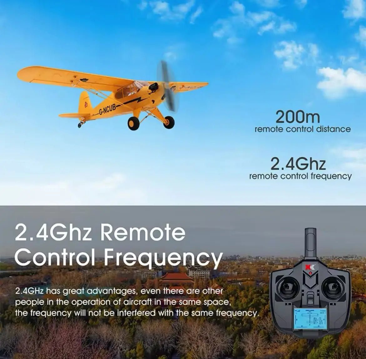 Avión a Control Remoto - 500mm Piper Skylark J3 Weily - Wltoys A160 - Jugueteria del Sur