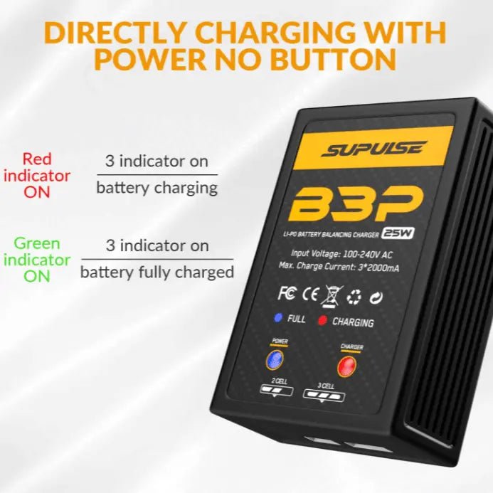 Cargador De Batería - 2s & 3s 25W B3 Pro Enchufe 220v - SUPULSE - Jugueteria del Sur