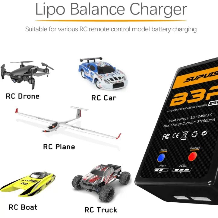 Cargador De Batería - 2s & 3s 25W B3 Pro Enchufe 220v - SUPULSE - Jugueteria del Sur