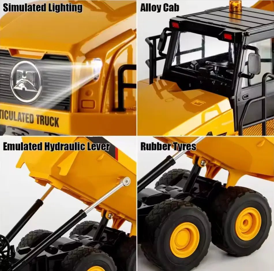 Máquina a Control Remoto - 1/16 Camón Tolva Dumper Articulado - Replica Volvo 1553 - Jugueteria del Sur