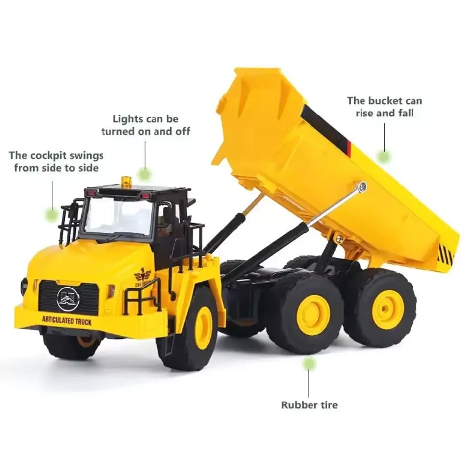 Máquina a Control Remoto - 1/16 Camón Tolva Dumper Articulado - Replica Volvo 1553 - Jugueteria del Sur