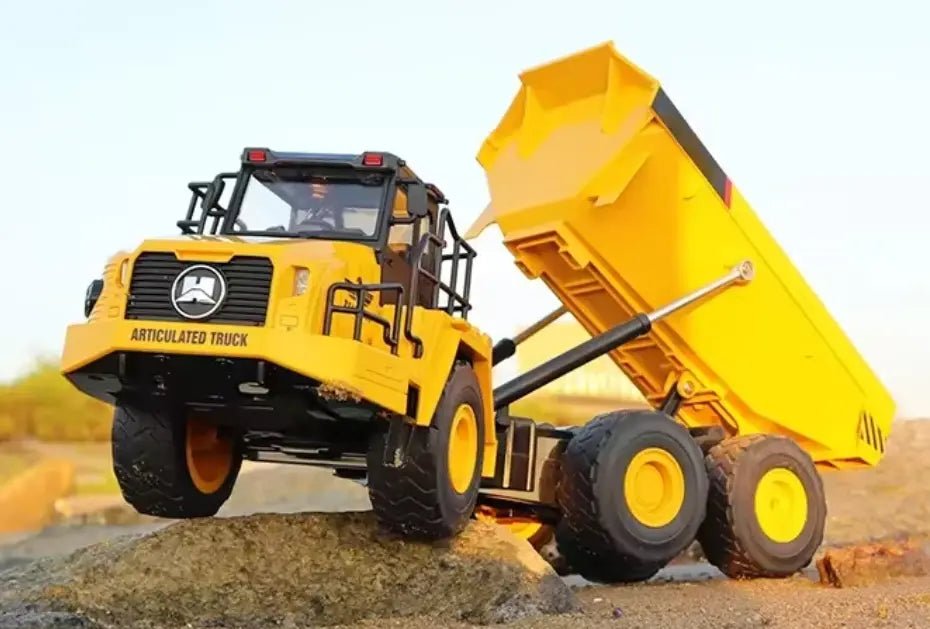 Máquina a Control Remoto - 1/16 Camón Tolva Dumper Articulado - Replica Volvo 1553 - Jugueteria del Sur