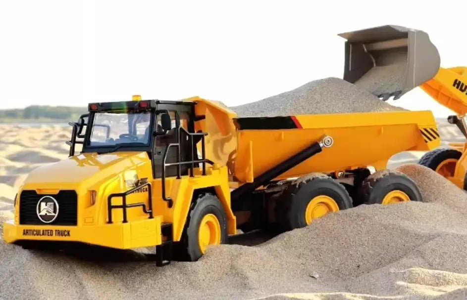 Máquina a Control Remoto - 1/16 Camón Tolva Dumper Articulado - Replica Volvo 1553 - Jugueteria del Sur