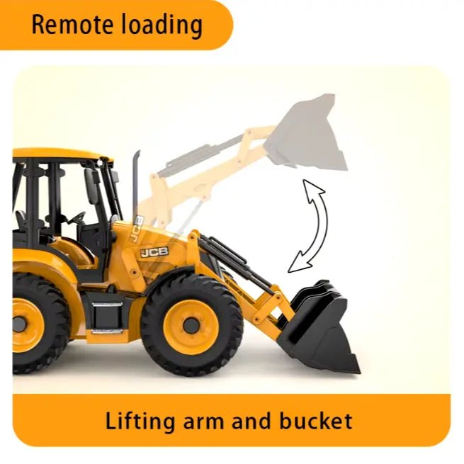 Máquina a Control Remoto - 1/20 Retro Excavadora JCB - Double Eagle E589 - Jugueteria del Sur