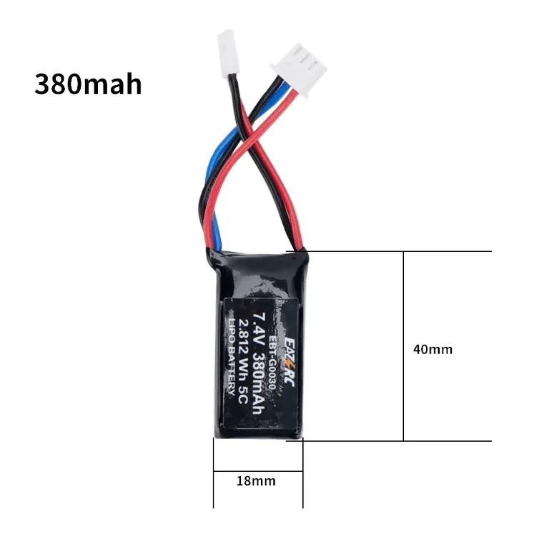 Batería Lipo - Conector Micro Losi 2P -  7,4V 380mah, 2S FMS FMS