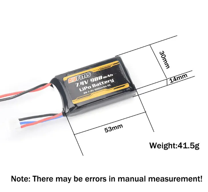 Batería Lipo - Conector Micro Losi 2P -  7,4V 900mah, 2S FMS FMS