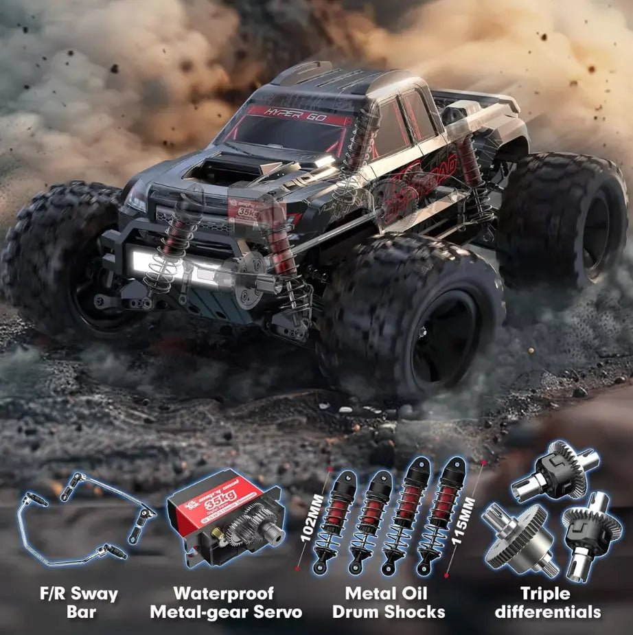 Auto a Control Remoto - 1/10 Camioneta MJX Hyper Go 10208 V2 - Negro o Blanco - Jugueteria del Sur