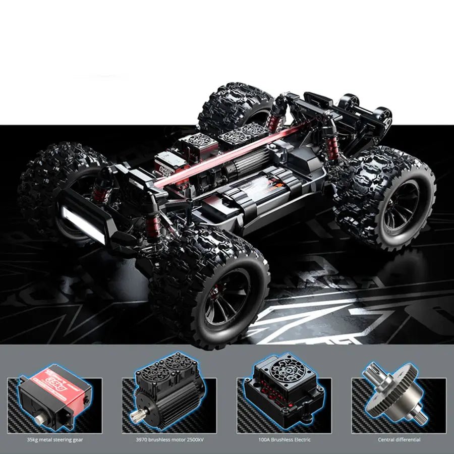 Auto a Control Remoto - 1/10 Camioneta MJX Hyper Go 10208 V2 - Negro o Blanco - Jugueteria del Sur