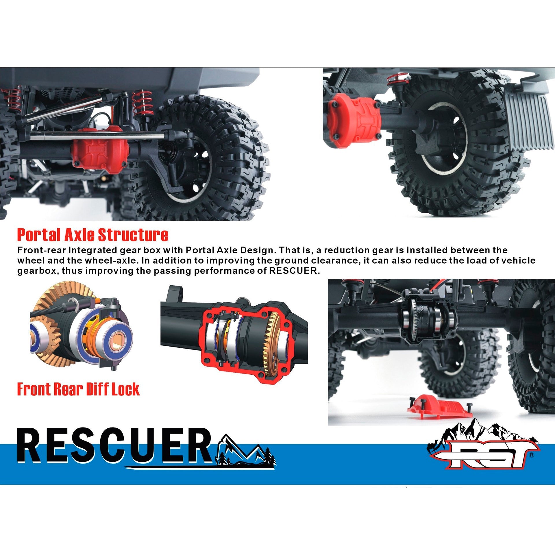 Auto a Control Remoto - 1/10 Rescuer LC76 Waterproof - RGT EX86190 Gris o Negro - Jugueteria del Sur