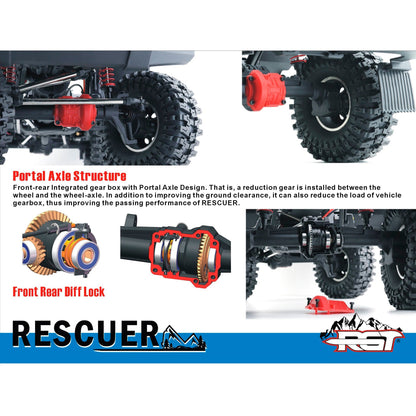 Auto a Control Remoto - 1/10 Rescuer LC76 Waterproof - RGT EX86190 Gris o Negro - Jugueteria del Sur