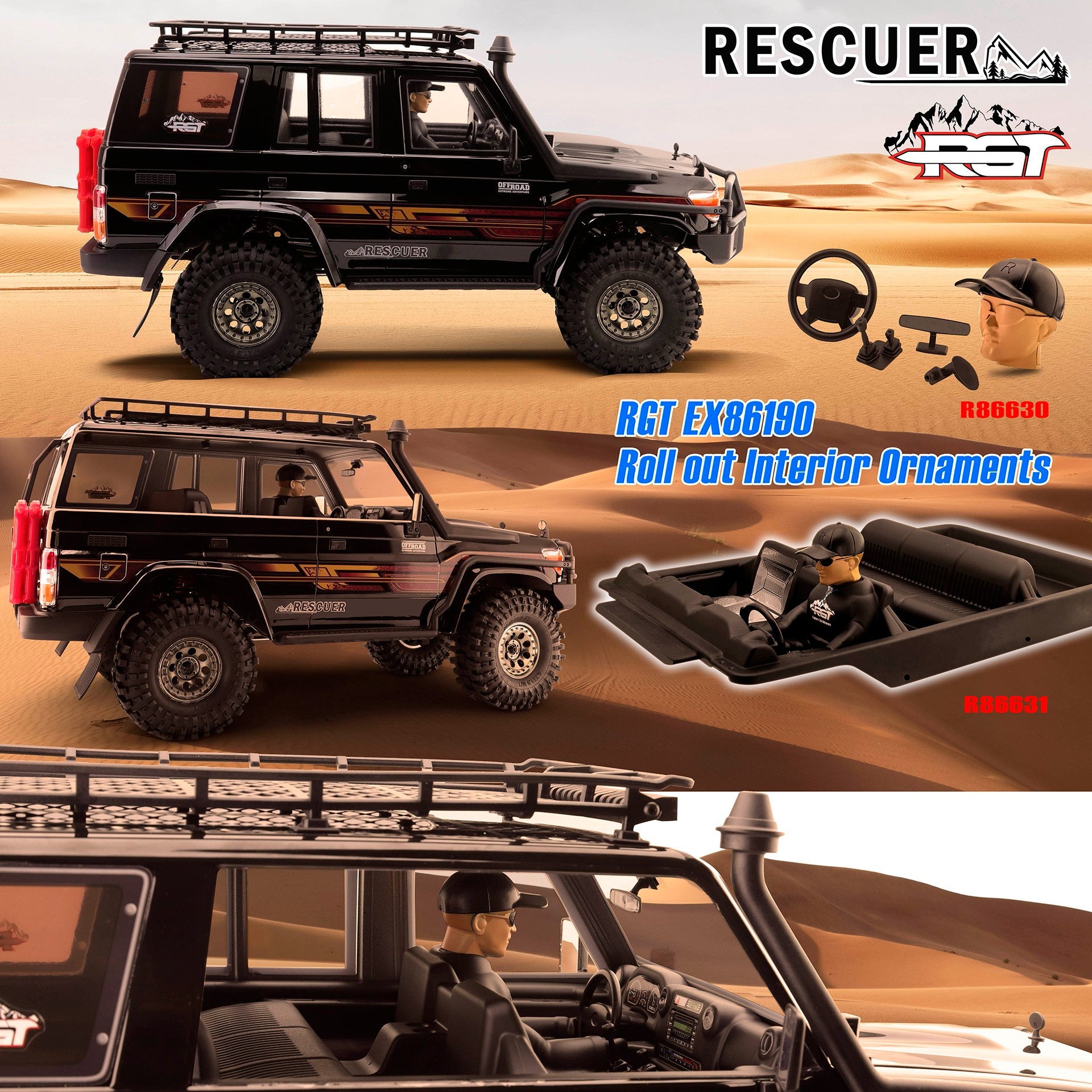 Auto a Control Remoto - 1/10 Rescuer LC76 Waterproof - RGT EX86190 Gris o Negro - Jugueteria del Sur