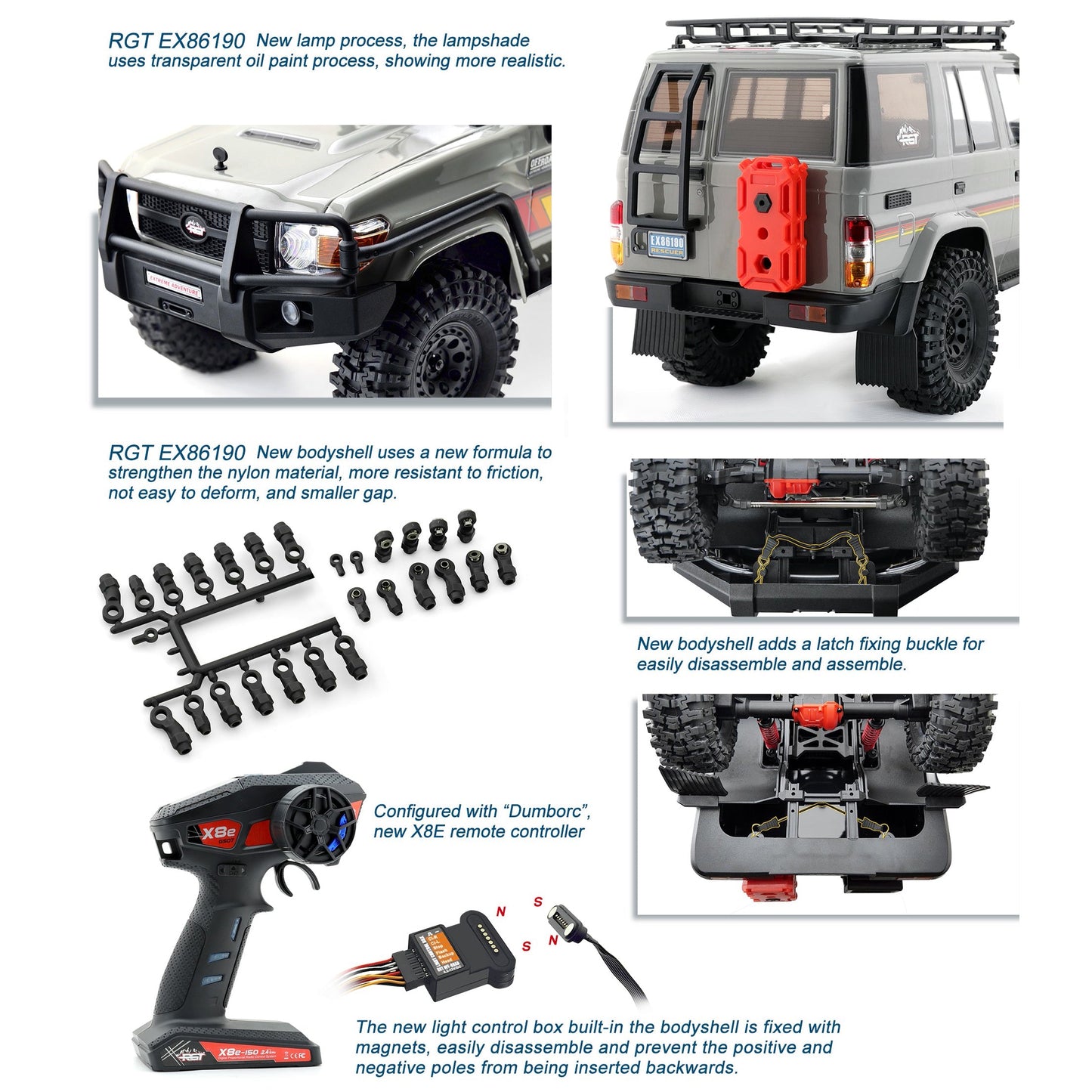 Auto a Control Remoto - 1/10 Rescuer LC76 Waterproof - RGT EX86190 Gris o Negro - Jugueteria del Sur