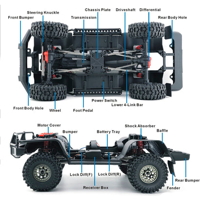 Auto a Control Remoto - 1/10 Rescuer LC76 Waterproof - RGT EX86190 Gris o Negro - Jugueteria del Sur
