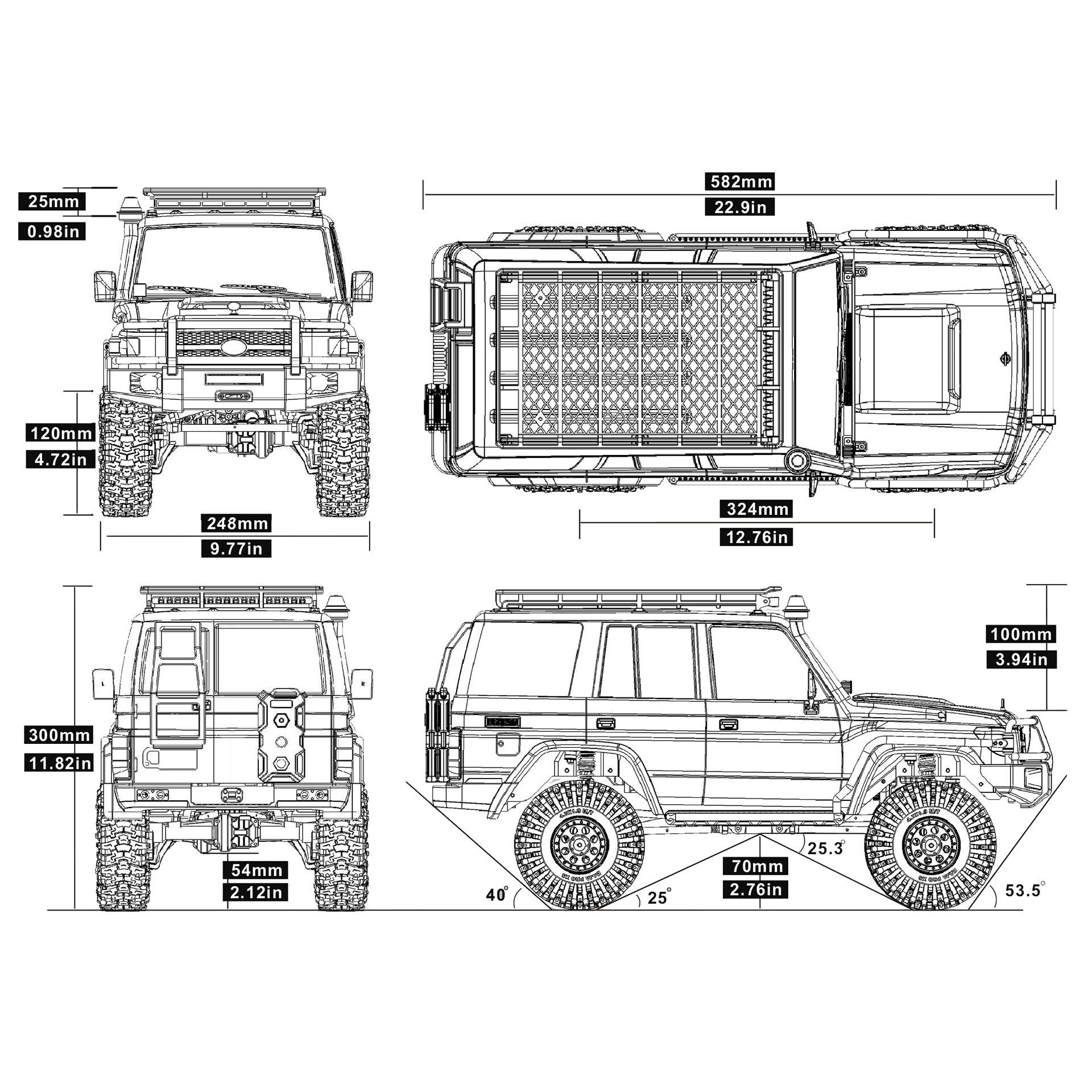 Auto a Control Remoto - 1/10 Rescuer LC76 Waterproof - RGT EX86190 Gris o Negro - Jugueteria del Sur