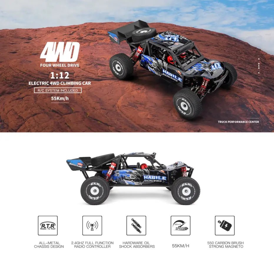 Auto a Control Remoto - 1/12 Buggy Habile - Wltoys 124018 Racing World - Jugueteria del Sur
