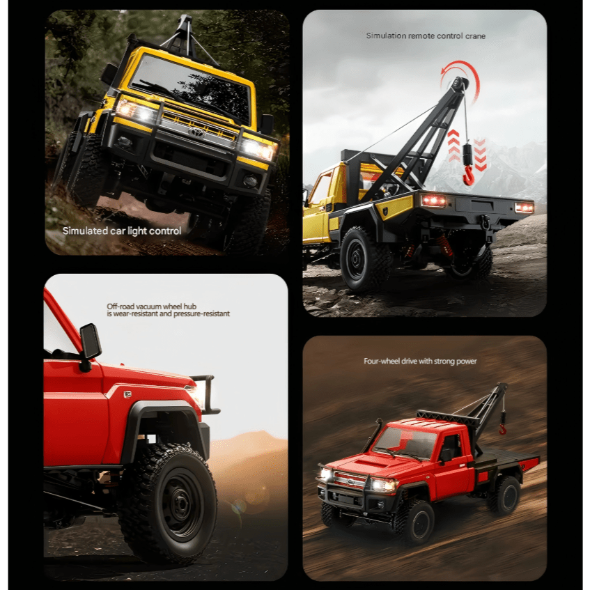 Auto a Control Remoto - 1/12 Camioneta Grúa TOYOTA Land Cruiser - MN82T Rojo o Amarillo - Jugueteria del Sur