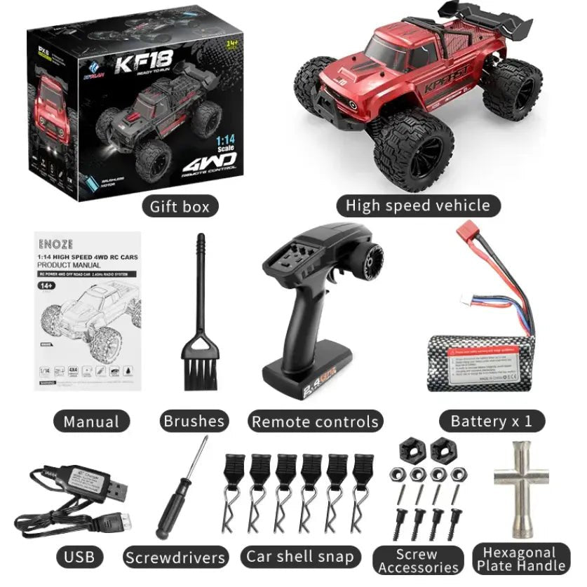 Auto a Control Remoto - 1/14 Camioneta KP FAST - KF18 Negro y Rojo - Jugueteria del Sur