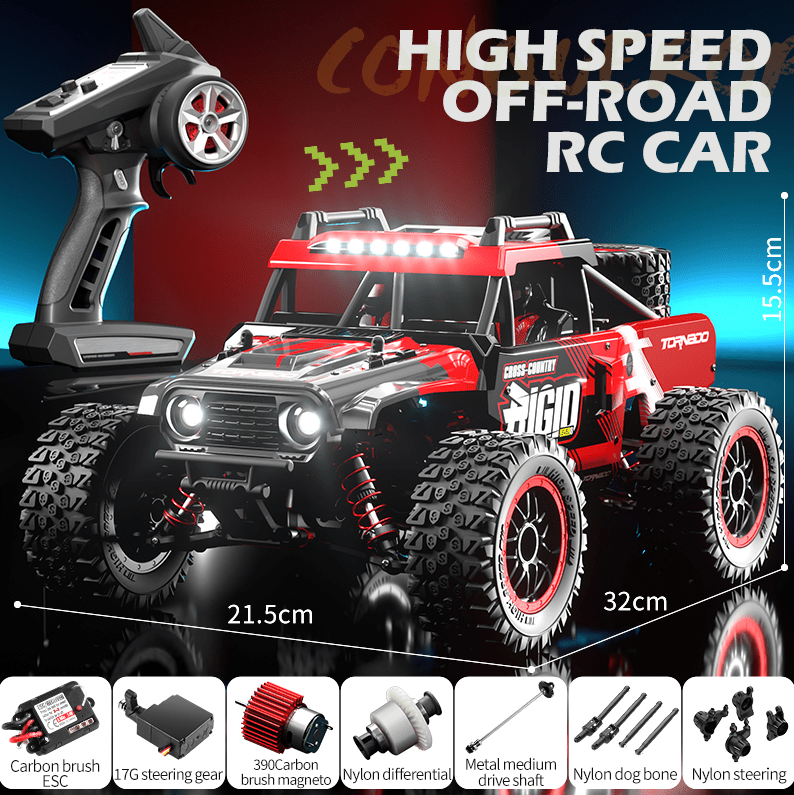 Auto a Control Remoto - 1/16 RIGID Level 8 - JJRC C8805 Rojo - Jugueteria del Sur