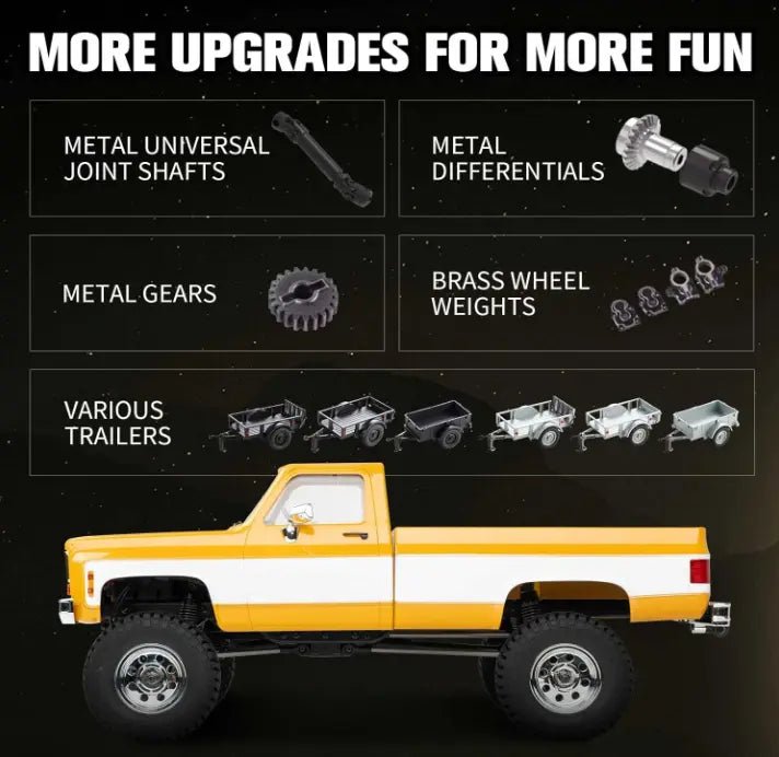 Auto a Control Remoto - 1/18 CHEVROLET K10 - FMS FCX18 Amarillo, Rojo o Negro - Jugueteria del Sur