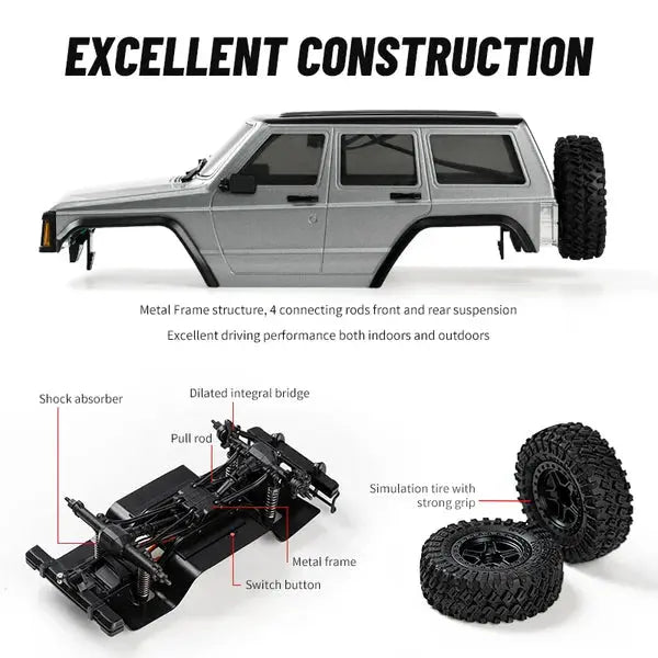 Auto a Control Remoto - 1/18 Jeep Cherokee XJ - JJRC C8809 Verde, Azul, Blanco o Gris - Jugueteria del Sur