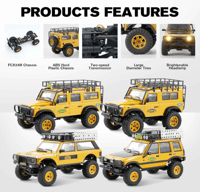 Auto a Control Remoto - 1/24 Land Rover DEFENDER 110 Camel Trophy Edition - FMS FCX24M - Jugueteria del Sur