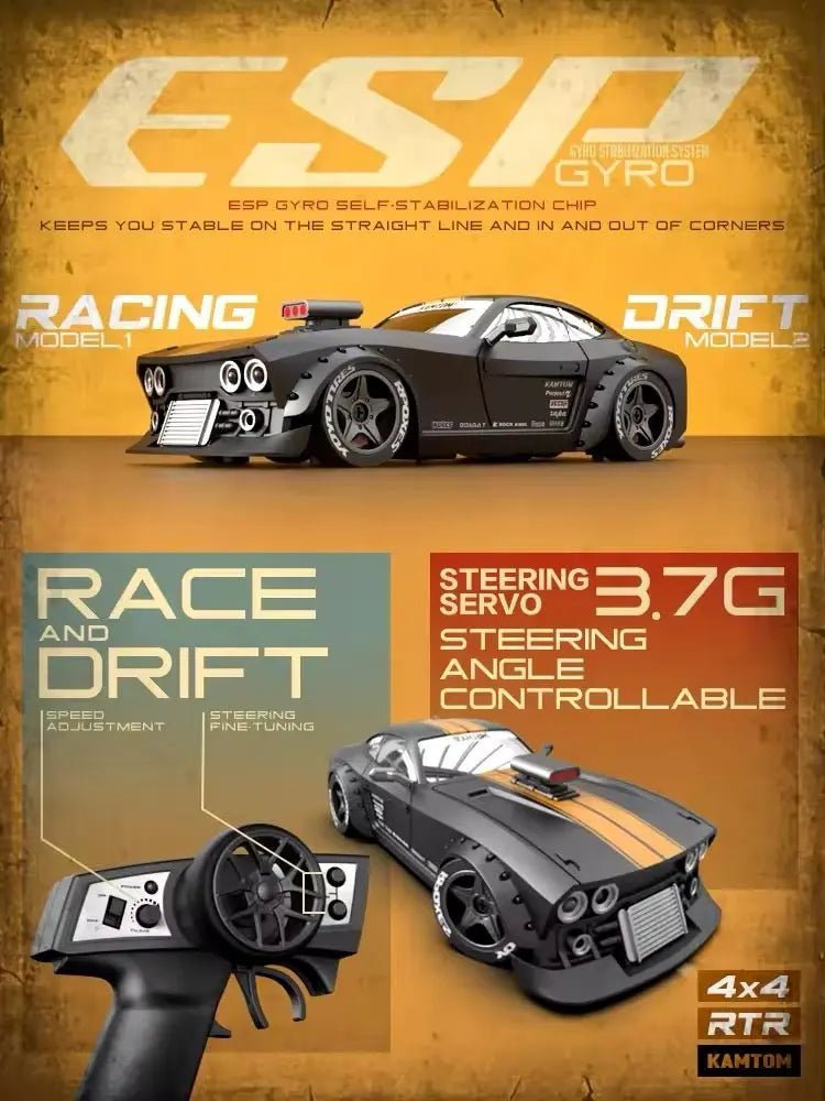 Auto a Control Remoto - 1/32 Drift Kamtom - km3299 Rojo o Negro - Jugueteria del Sur