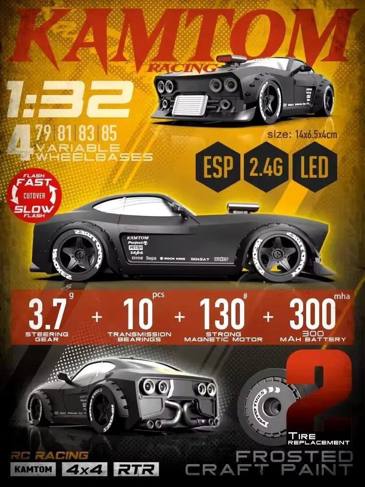 Auto a Control Remoto - 1/32 Drift Kamtom - km3299 Rojo o Negro - Jugueteria del Sur