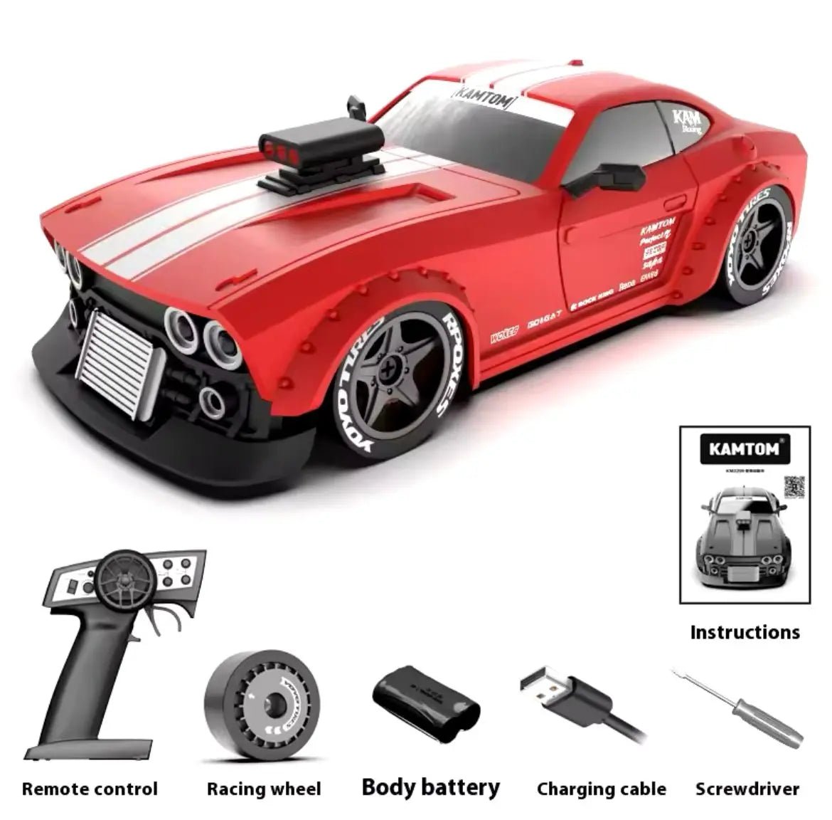 Auto a Control Remoto - 1/32 Drift Kamtom - km3299 Rojo o Negro - Jugueteria del Sur