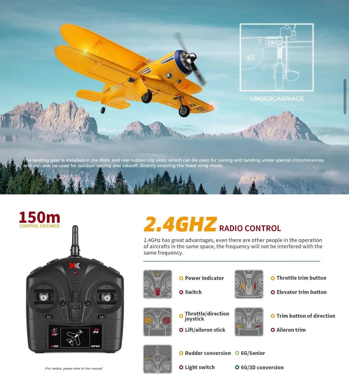 Avión a Control Remoto - 420mm Beechcraft D17 Staggerwing - Wltoys A300 Rojo - Jugueteria del Sur