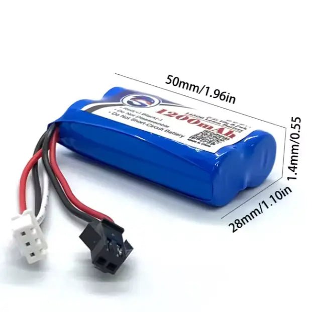 Batería 14500 - Conector SM - 2P - 7,4V 1200mah, 2S - Jugueteria del Sur