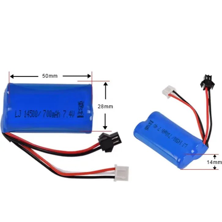 Batería 14500 - Conector SM - 2P - 7,4V 1200mah, 2S - Jugueteria del Sur