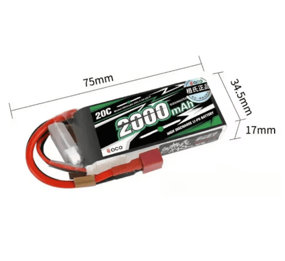 Batería Lipo - 7.4V 2000mah 20C 2S Conector Deans T - ACE - Jugueteria del Sur