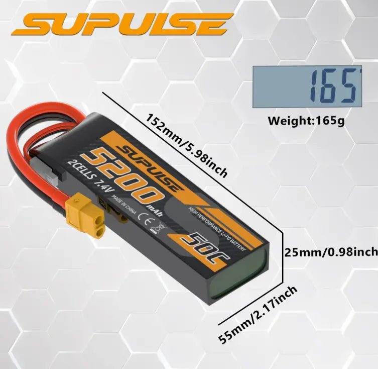 Batería Lipo - 7.4V 5200mah 2S XT60 Plug - SUPULSE - Jugueteria del Sur