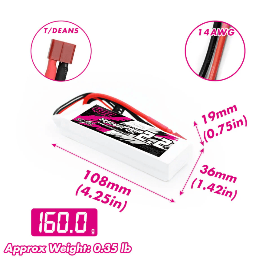 Batería Lipo - Conector T - 7,4V 2200mah, 2S CNHL - Jugueteria del Sur