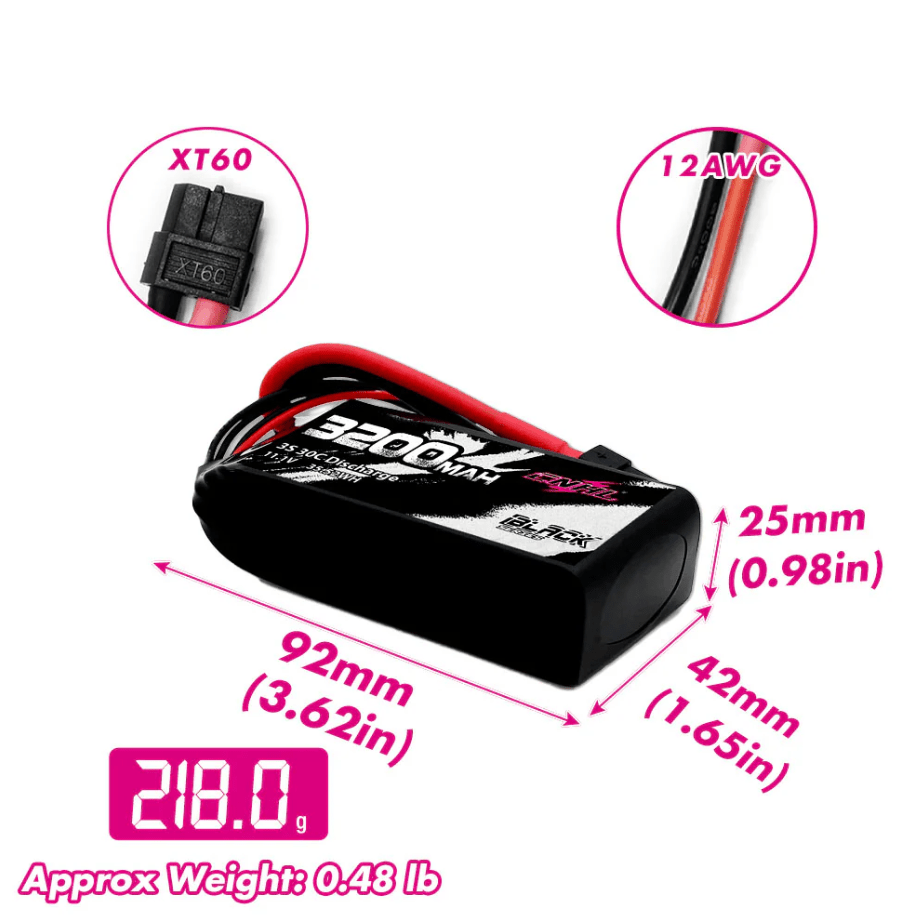 Batería Lipo - Conector XT60 - 11,1V 3200mah 30C 3S CNHL - Jugueteria del Sur