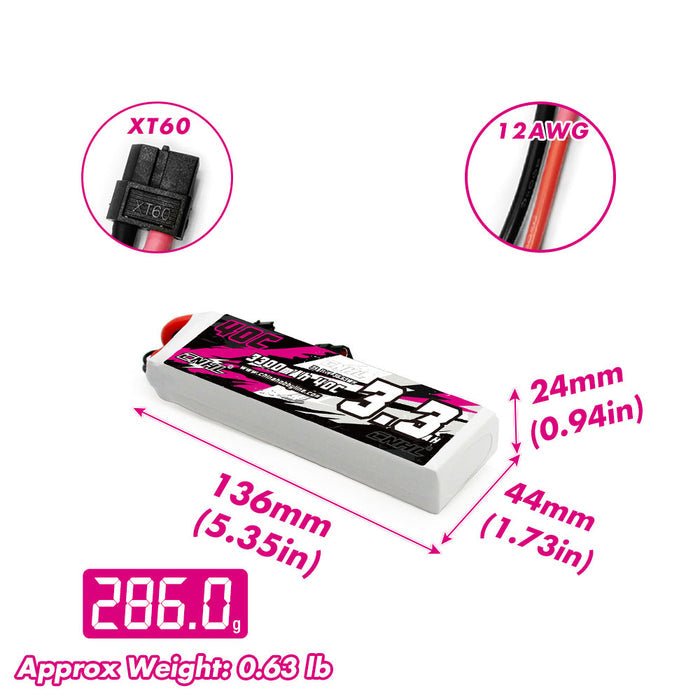 Batería Lipo - Conector XT60 - 11,1V 3300mah 40C, 3S - CNHL - Jugueteria del Sur