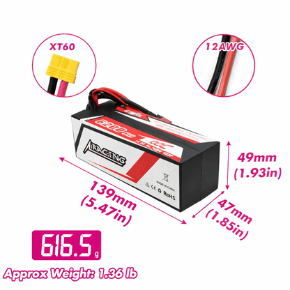 Batería Lipo - Conector XT60 - 14,8V 6200mah 100C 4S CNHL - Jugueteria del Sur