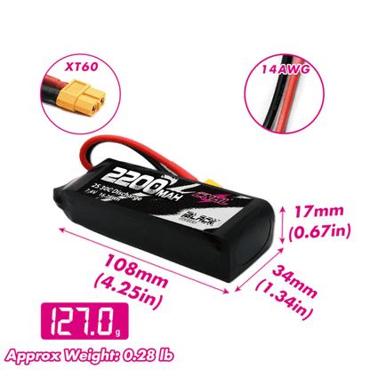 Batería Lipo - Conector XT60 - 7,4V 2200mah, 2S CNHL - Jugueteria del Sur