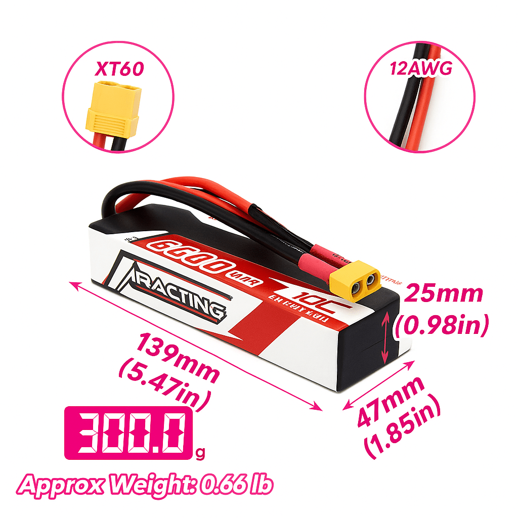 Batería Lipo - Conector XT60 - 7,4V 6600mah 100C 2S CNHL - Jugueteria del Sur