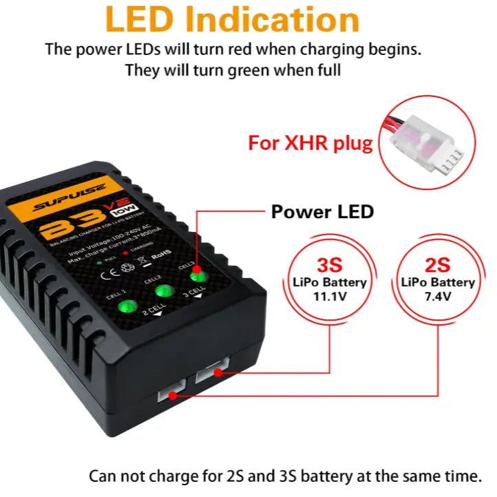 Cargador De Batería - 2s & 3s 10W B3V2 Pro Enchufe 220v - SUPULSE - Jugueteria del Sur