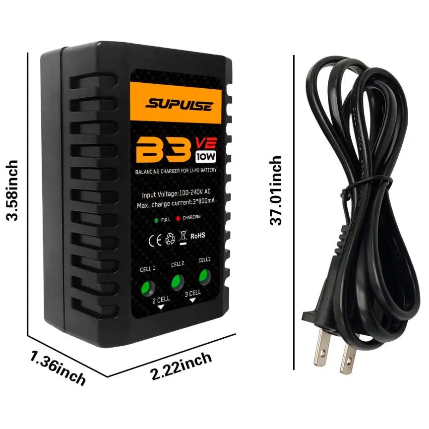 Cargador De Batería - 2s & 3s 10W B3V2 Pro Enchufe 220v - SUPULSE - Jugueteria del Sur